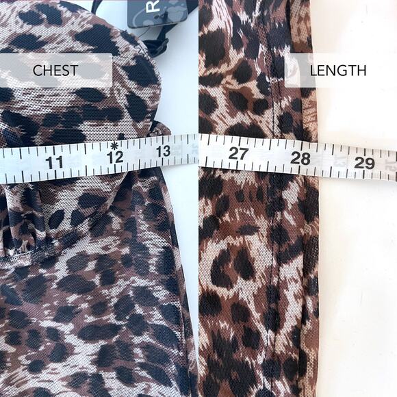 RAMPAGE NWT Leopard Y2K Mesh Bustier Top Slip Mini Dress Size M - Picture 10 of 10